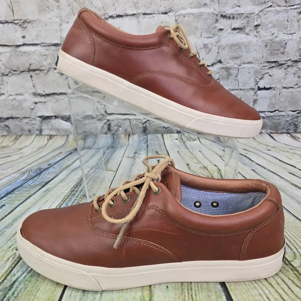 Sperry Striper II CVO Sneakers Mens 10 Brown Leather Low Top Boat Shoes STS22980